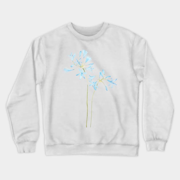 blue African lily watercolor Crewneck Sweatshirt by colorandcolor